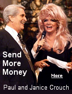 On the air, televangelists Paul and Janice Crouch combine uplifting talk with encouragement to give to the Lord, and so be repaid. The greatest con ever.